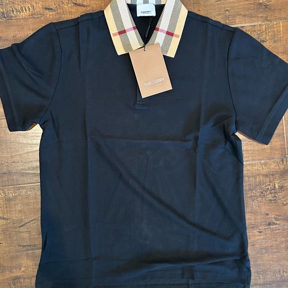 Burberry Men's Polo Shirt with Check Collar - Picture 1 of 3